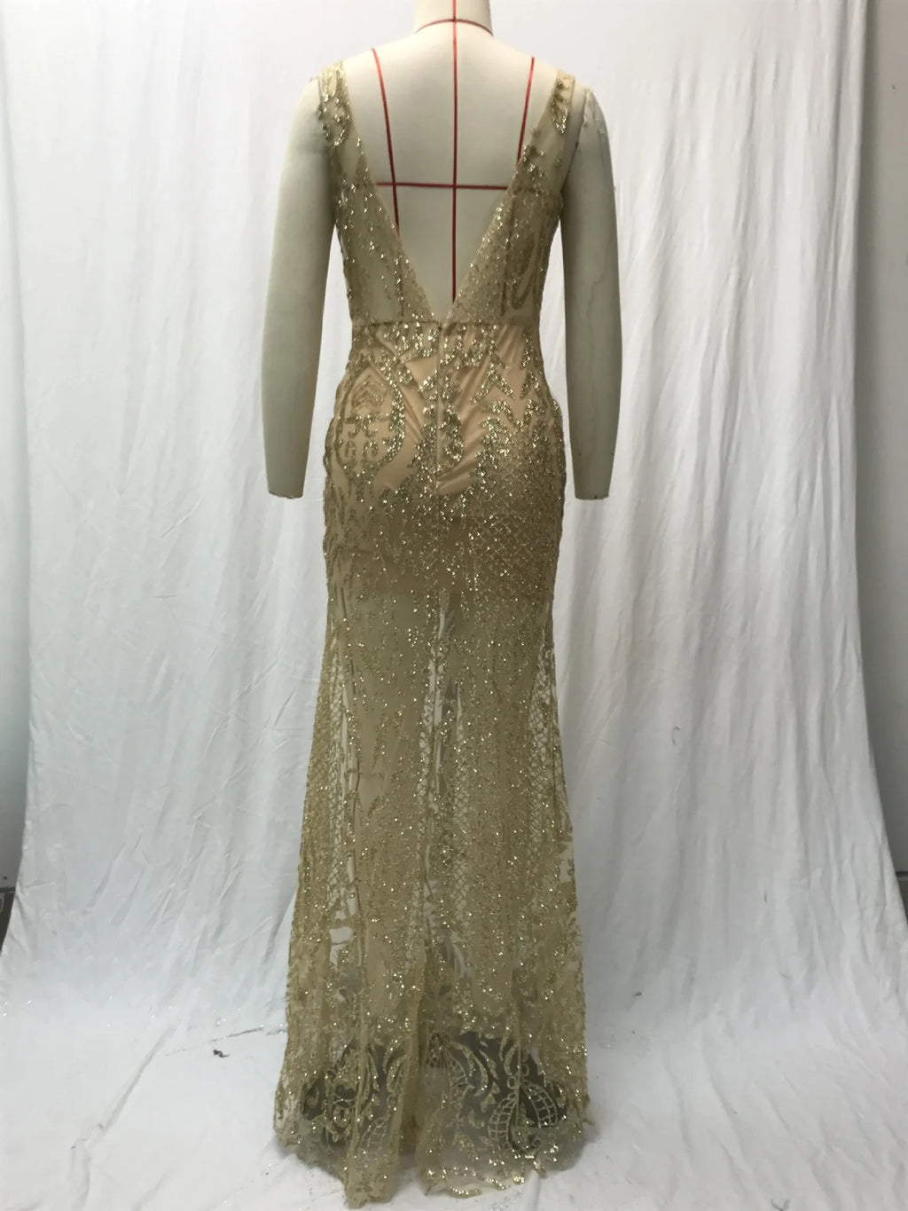 Female Clothing 2025 Annual Meeting Evening Dress Women's Long Sleeveless Sexy Deep V Neck Sequined Women Elegant Party Dresses