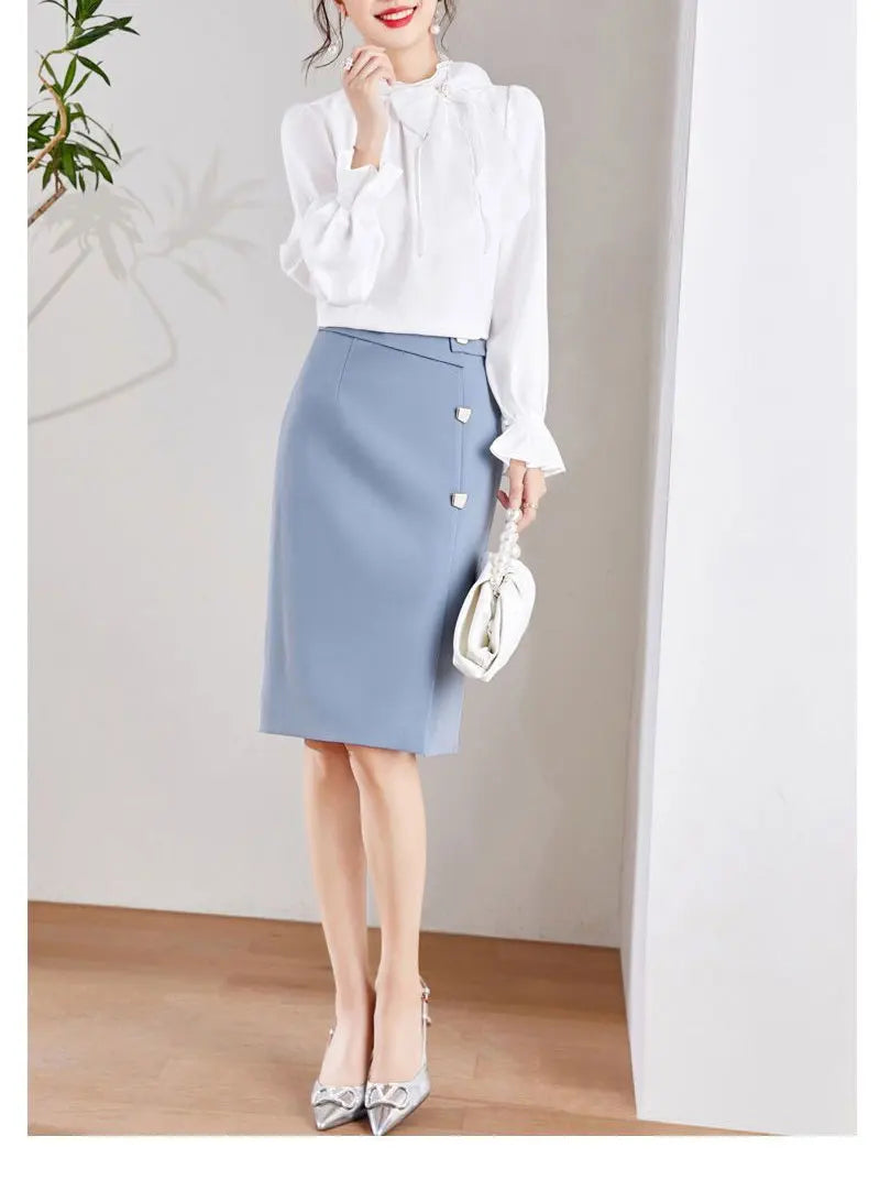 Women's Clothing Commute Stand Collar Bow Blouse Basic Solid Color Spring New Fashion Three-dimensional Decoration Ruffles Shirt