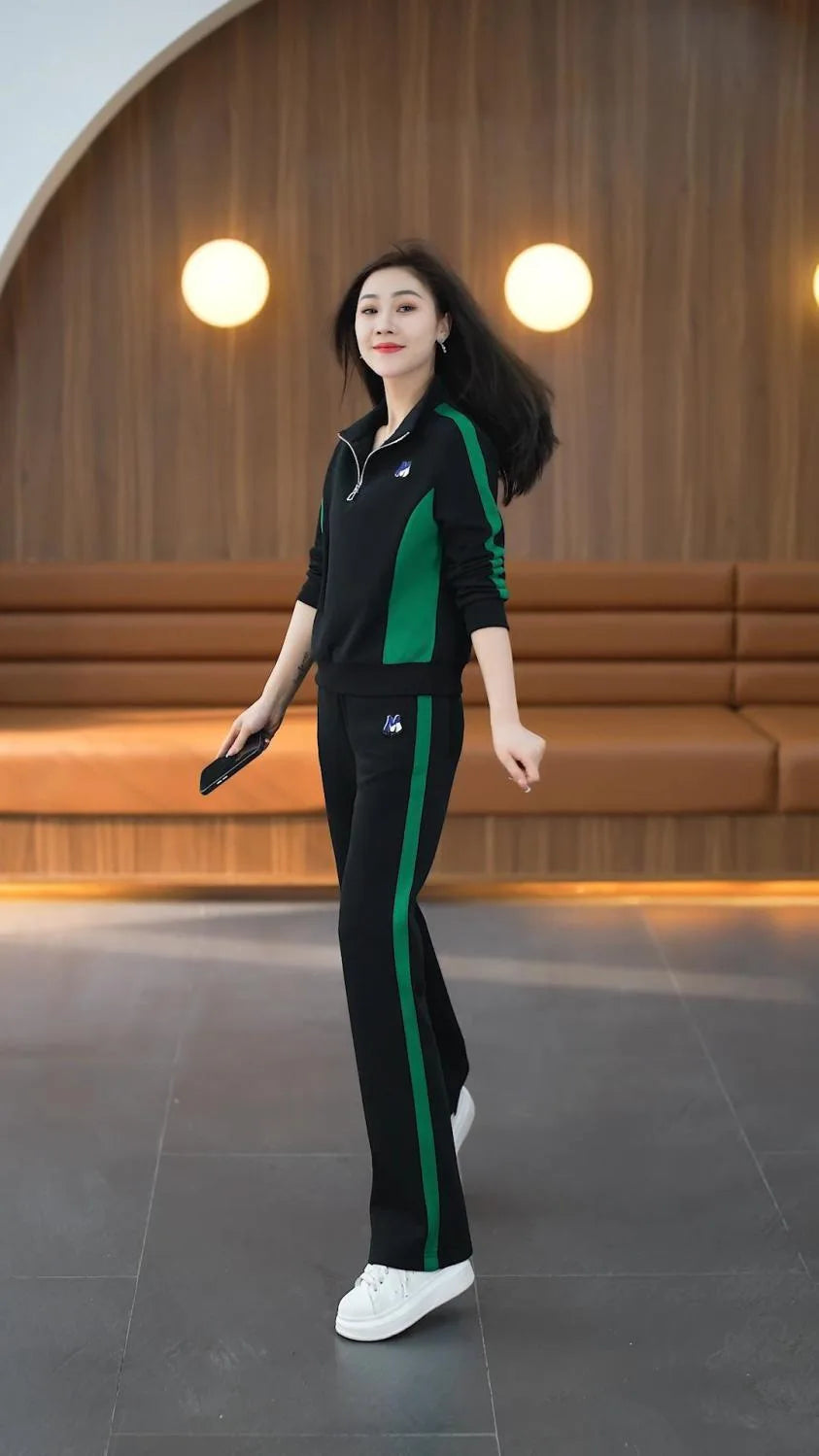 Women Clothing Sets Stand Collar Sweatshirts+Pants 2Pcs Suits 2024 Spring Autumn Casual Tracksuit Lady Fashion Patchwork Outfits