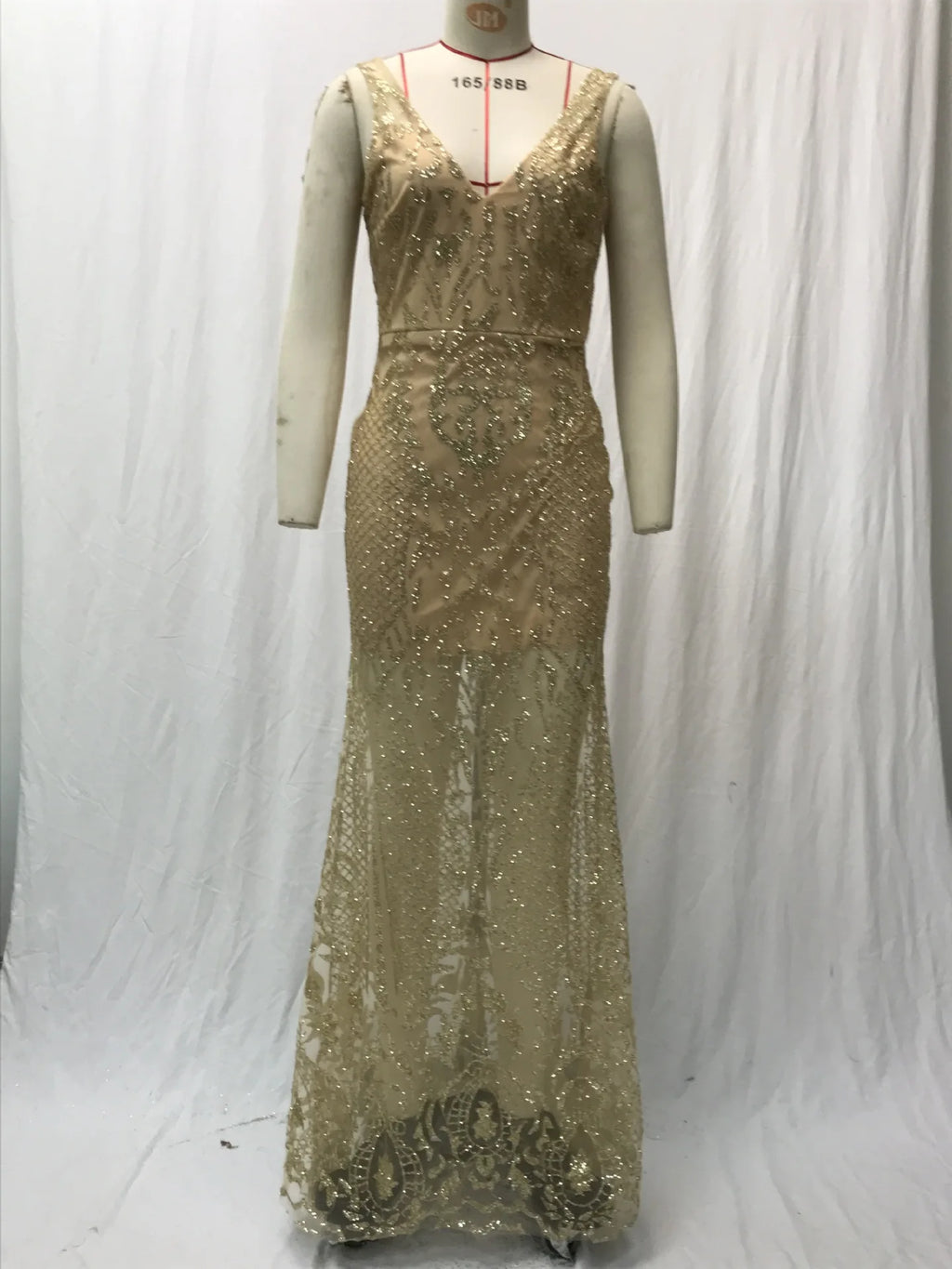 Female Clothing 2025 Annual Meeting Evening Dress Women's Long Sleeveless Sexy Deep V Neck Sequined Women Elegant Party Dresses