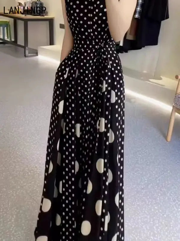 Women's clothing 2025 summer high-end  coffee break French formal settings red polka dot dress women
