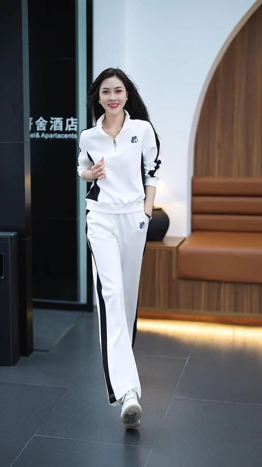 Women Clothing Sets Stand Collar Sweatshirts+Pants 2Pcs Suits 2024 Spring Autumn Casual Tracksuit Lady Fashion Patchwork Outfits