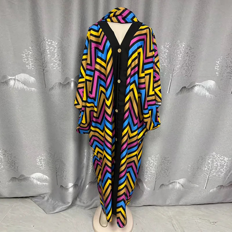 Women's clothing 2026 autumn new style sweet and fresh striped V-neck batsleeves loose large-size dress long dress