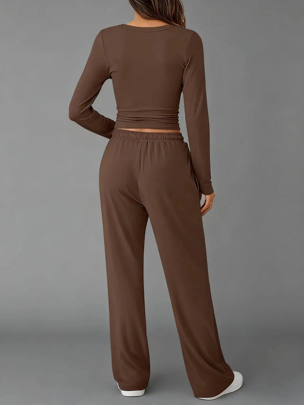 Women's Clothing European American Fashion Casual Sports Autumn Winter Solid Color Drawstring Long-sleeved Suit Pant Sets