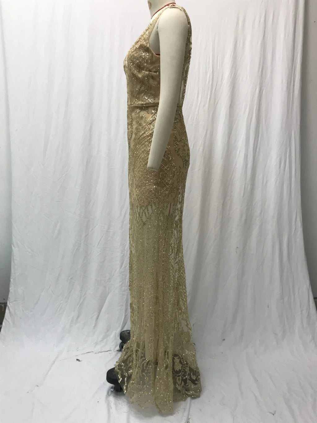 Female Clothing 2025 Annual Meeting Evening Dress Women's Long Sleeveless Sexy Deep V Neck Sequined Women Elegant Party Dresses