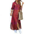 Women Dresses Fashion Sexy Single-breasted Dress Loose Lapel Casual Women's Clothing  Literary Printing Long Shirt Skirt