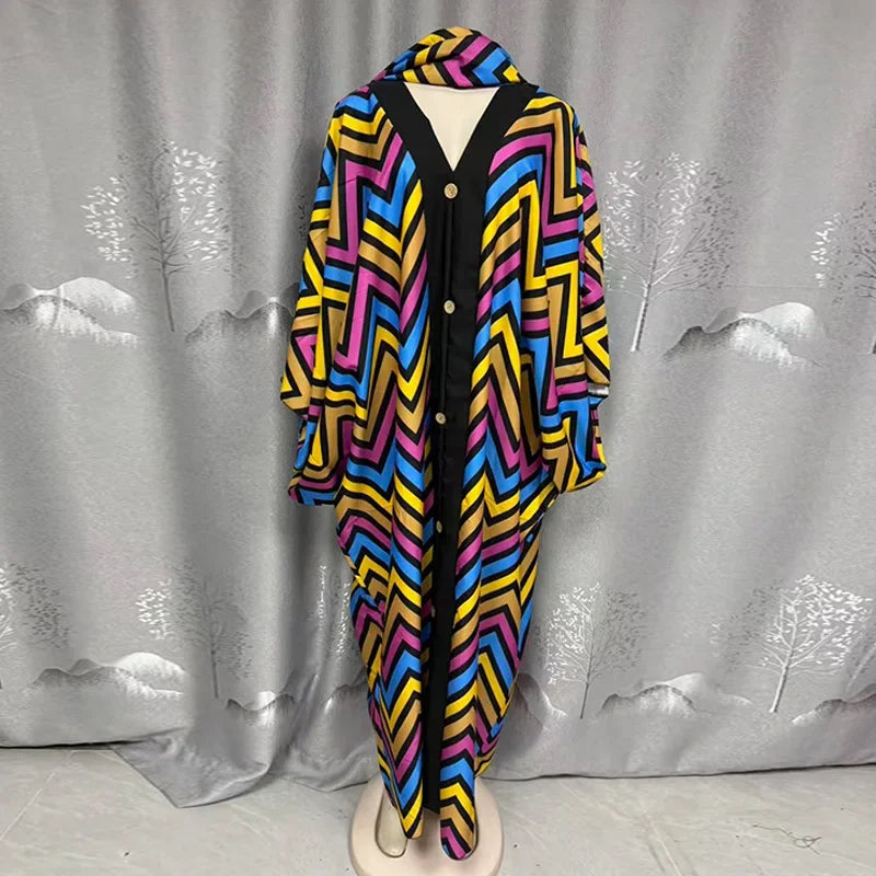 Women's clothing 2026 autumn new style sweet and fresh striped V-neck batsleeves loose large-size dress long dress
