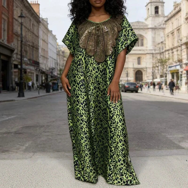 Women's clothing 2026 autumn new style sweet and fresh striped V-neck batsleeves loose large-size dress long dress