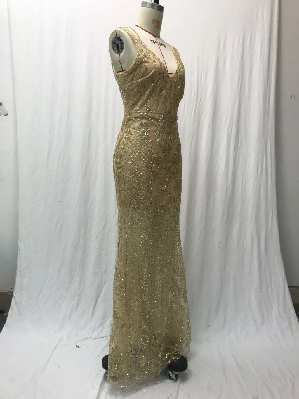 Female Clothing 2025 Annual Meeting Evening Dress Women's Long Sleeveless Sexy Deep V Neck Sequined Women Elegant Party Dresses