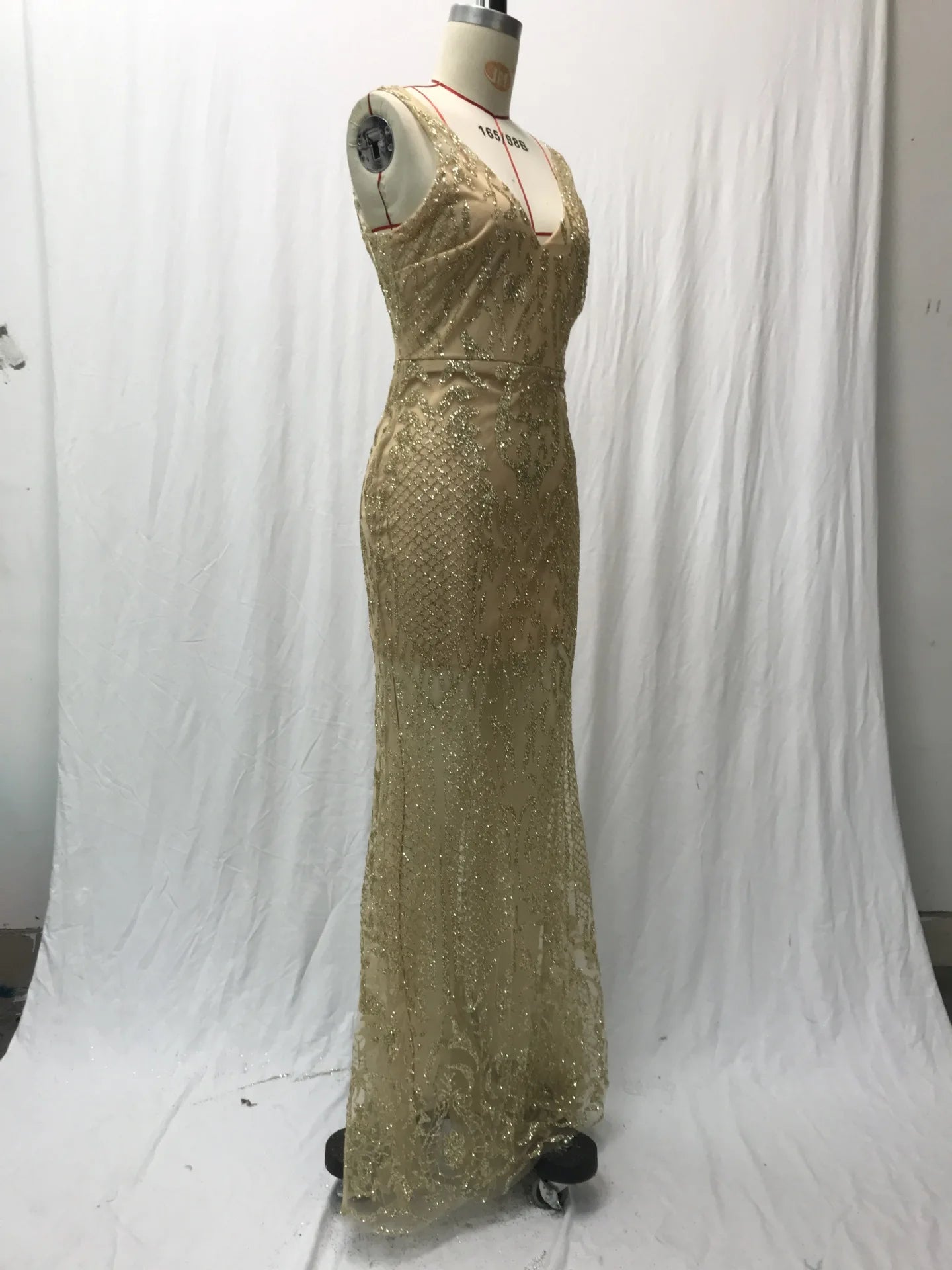 Female Clothing 2025 Annual Meeting Evening Dress Women's Long Sleeveless Sexy Deep V Neck Sequined Women Elegant Party Dresses