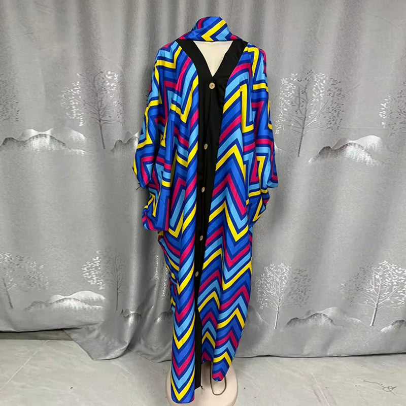 Women's clothing 2026 autumn new style sweet and fresh striped V-neck batsleeves loose large-size dress long dress