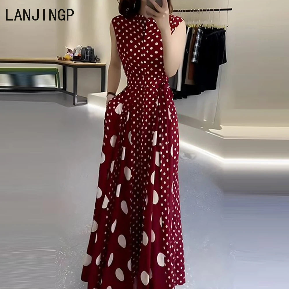 Women's clothing 2025 summer high-end  coffee break French formal settings red polka dot dress women